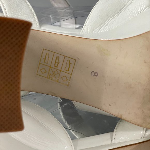 Jeffrey Campbell Amma Platform Slingback Heeled Sandals White Patent Size 8 - Picture 9 of 11